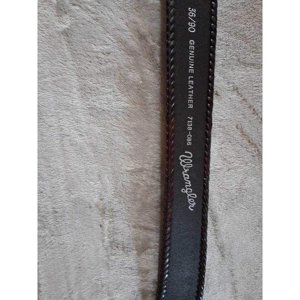 Vintage Wrangler Western Style Belt Mens Size 36/90 Large Buckle Genuine Leather